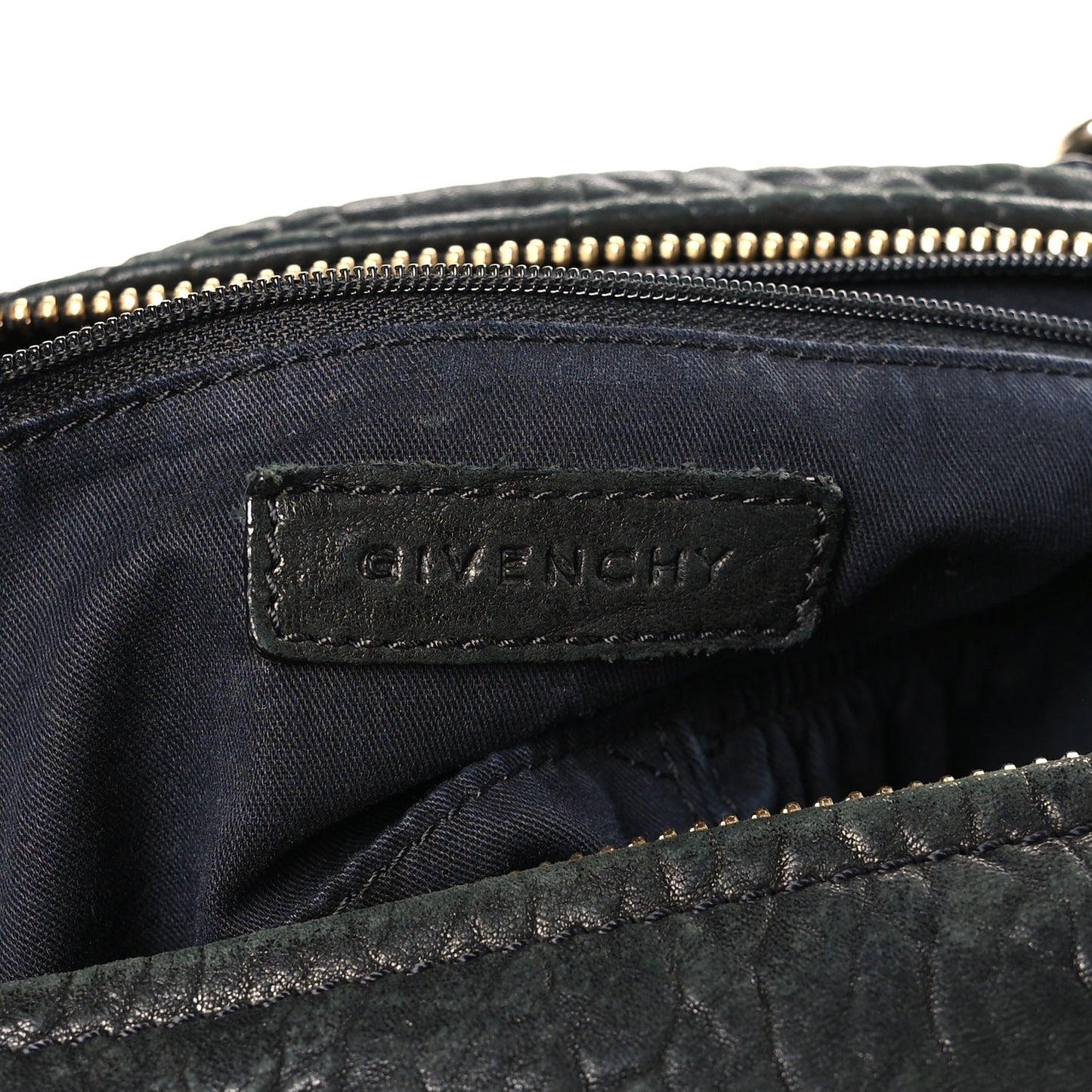 Pebbled Sheepskin Calfskin Crocodile Embossed Large Pandora Black