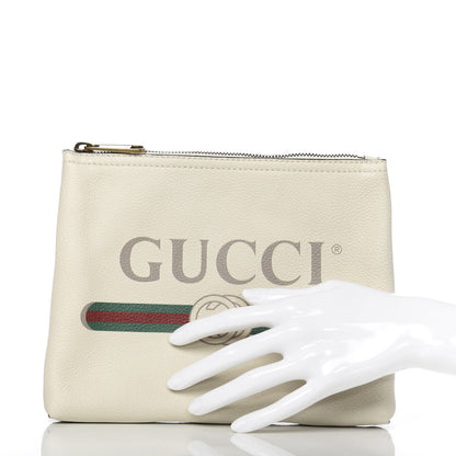 Gucci Pebbled Calfskin Medium Logo Portfolio Clutch White 2 of 7