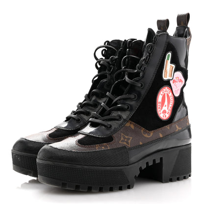Louis Vuitton Suede Calfskin Monogram World Tour Platform Desert Boots 40 Black 5 of 14