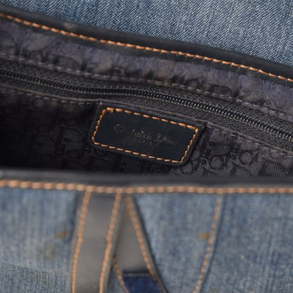 Christian Dior Denim Embroidered Saddle Bag Blue Multi 6 of 17