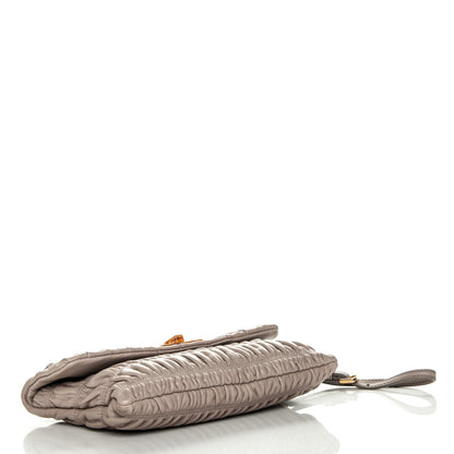 Prada Nappa Gaufre Ruched Wristlet Clutch Pomice 4 of 9