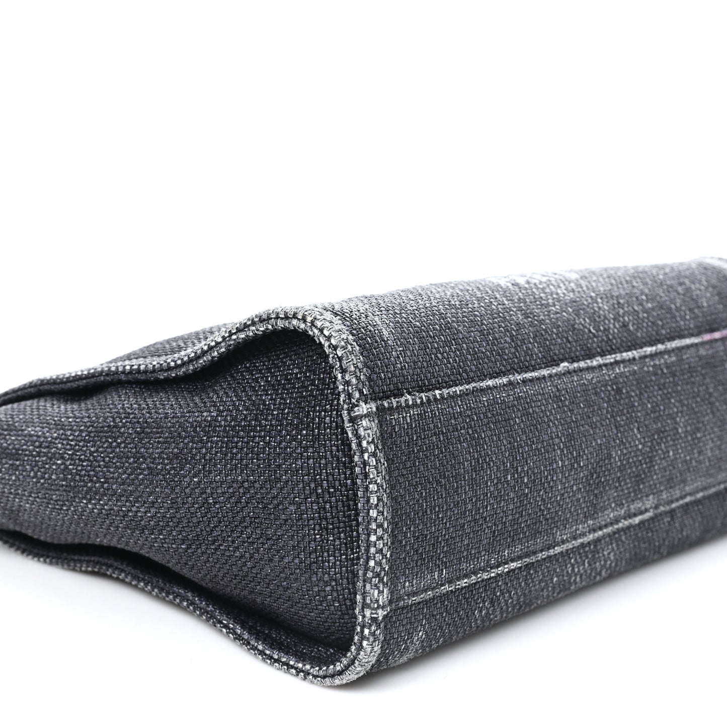 Woven Straw Raffia Small Deauville Tote Charcoal