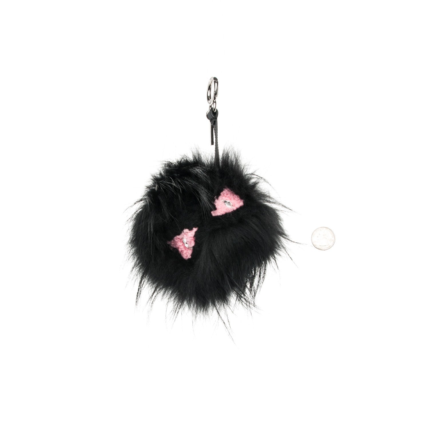Fendi Fox Fur Shearling Crystal Pinky Punky Monster Bag Bug Charm Black Bubblegum 2 of 4
