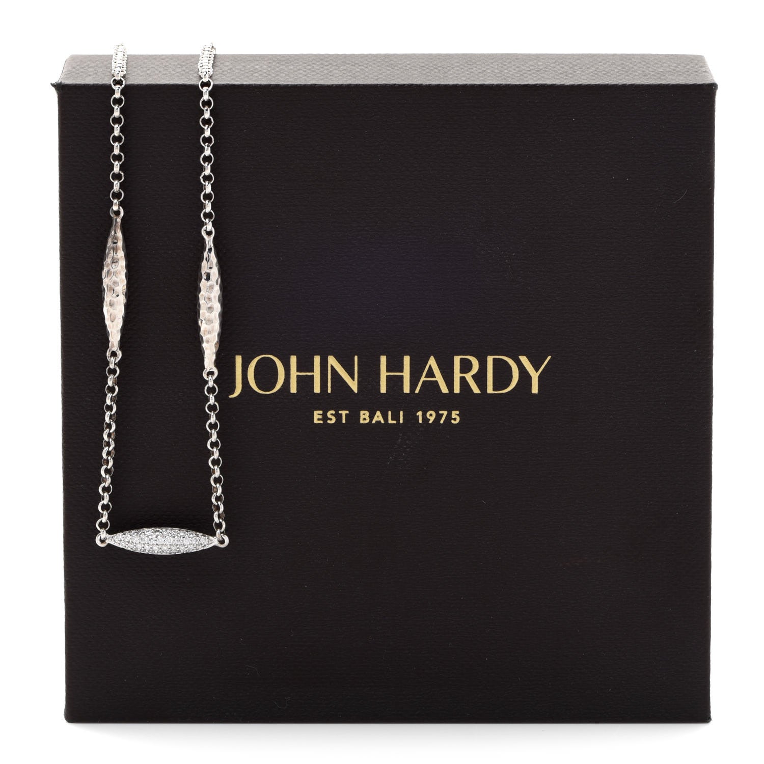 John Hardy Sterling Silver Diamond Classic Chain Spear Station Necklace 6 of 6