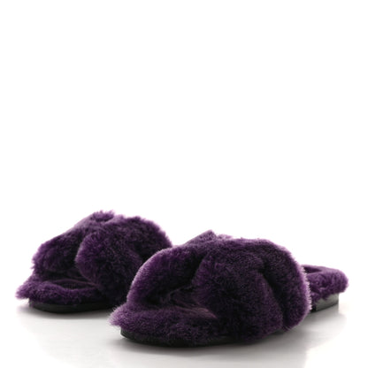 Hermes Woolskin Oran Sandals 37.5 Violet Fonce 3 of 7