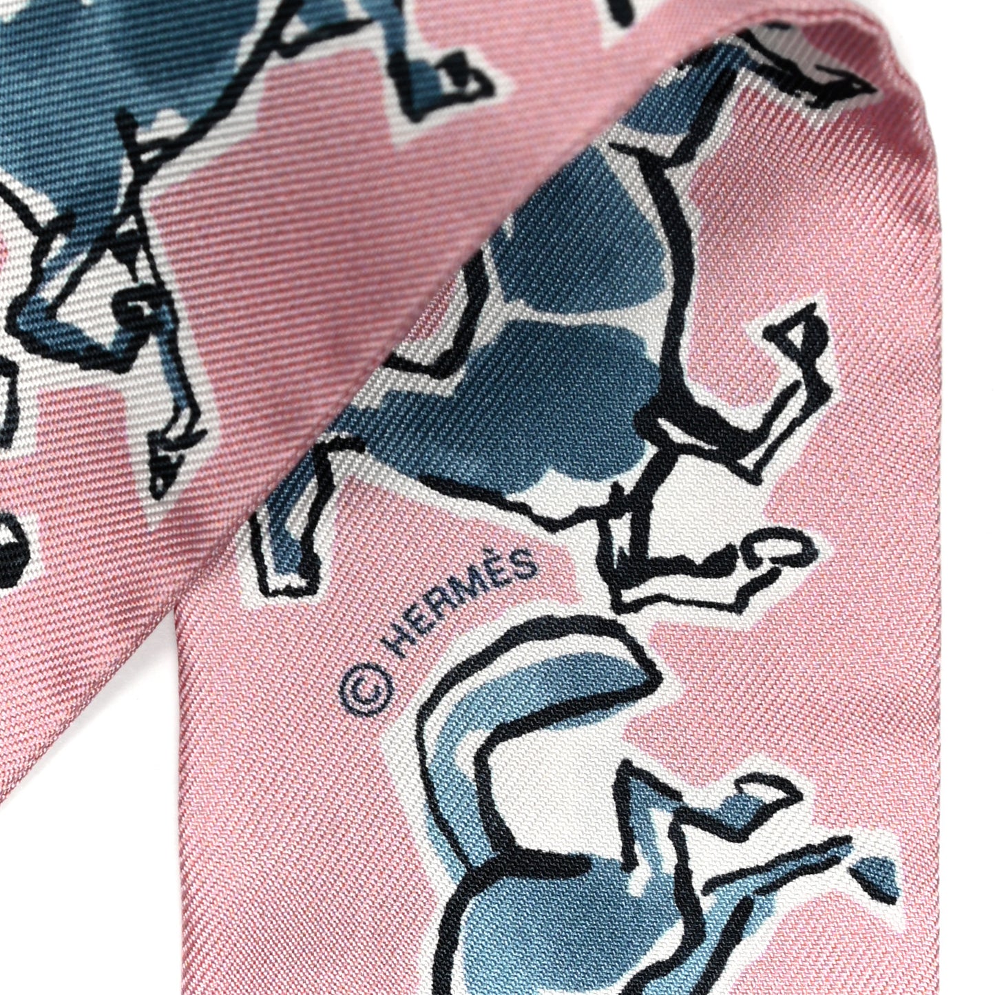 Silk Chevaux En Liberte Twilly Vieux Rose Bleu