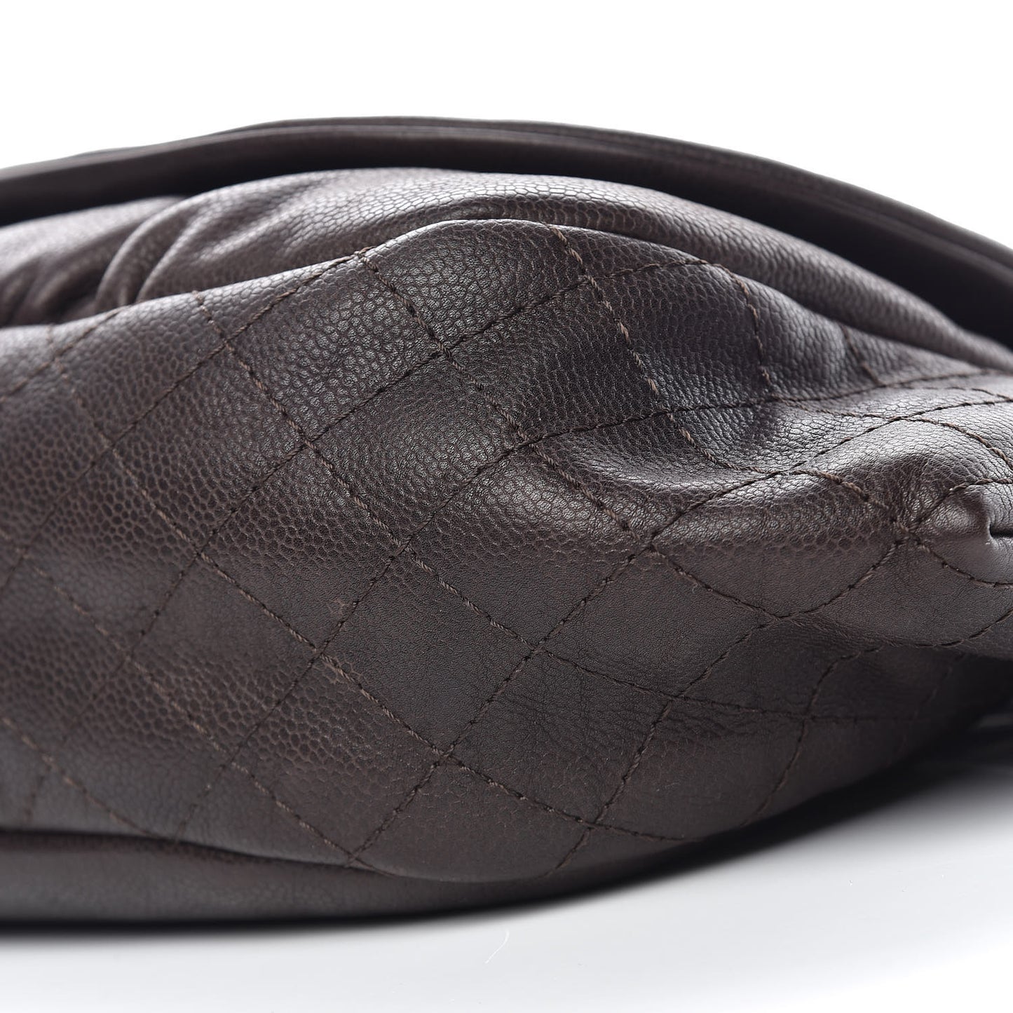 Caviar Half Moon Large Flap Dark Brown