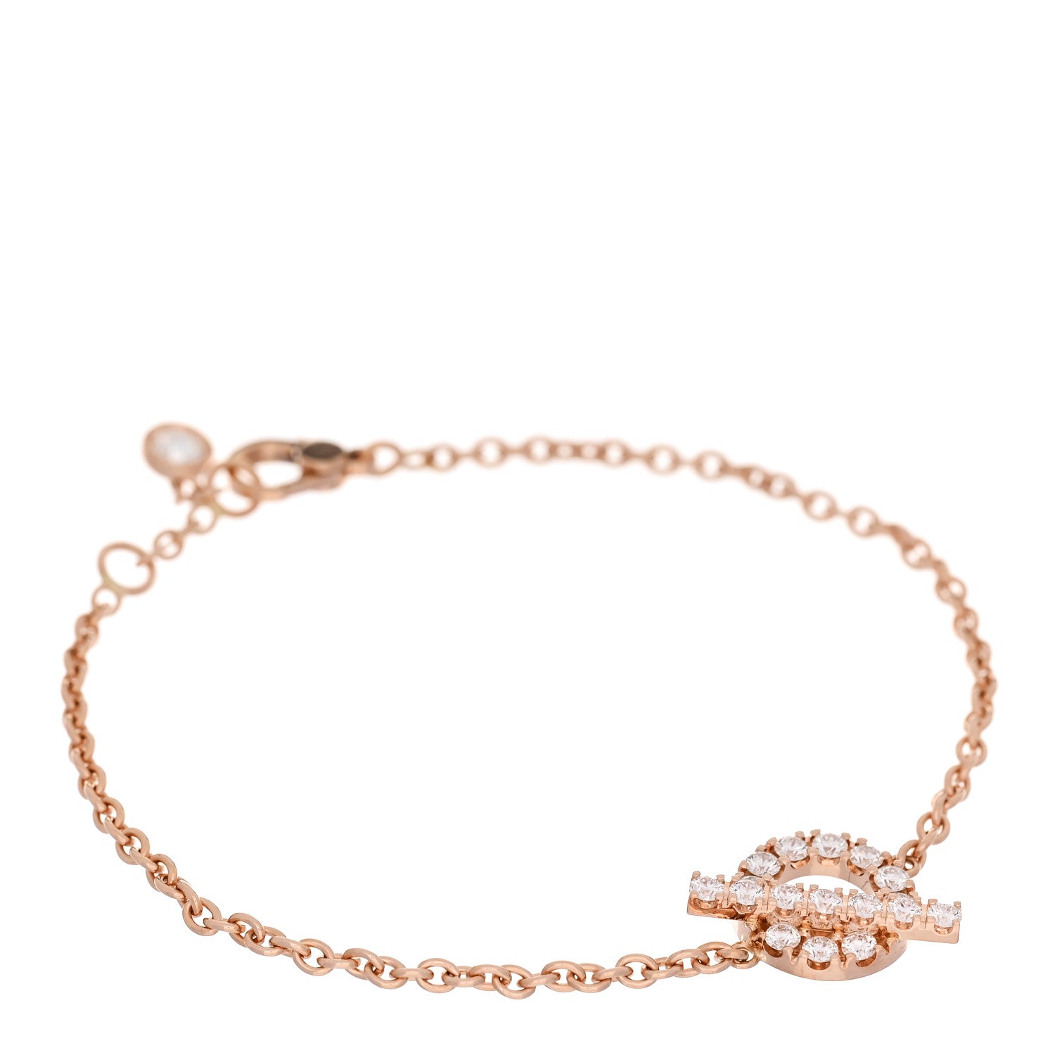 Hermes 18K Rose Gold Diamond Finesse Bracelet SH 1 of 3