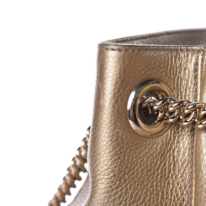 Gucci Metallic Pebbled Calfskin Medium Soho Chain Shoulder Bag Golden Beige 15 of 15
