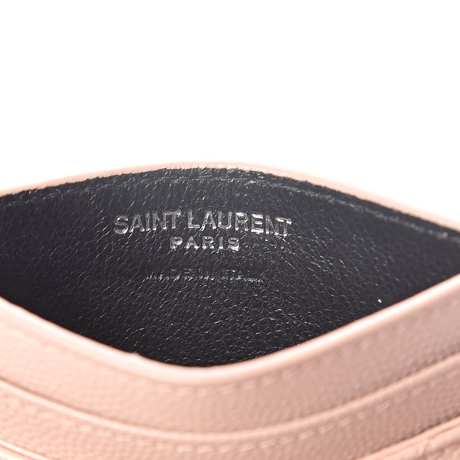 Saint Laurent Grain De Poudre Matelasse Chevron Monogram Credit Card Case Pale Blush 7 of 7