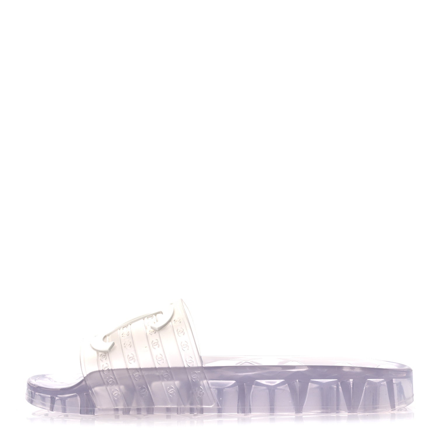 Chanel PVC Transparent CC Flat Slide Sandals 38 White 1 of 11