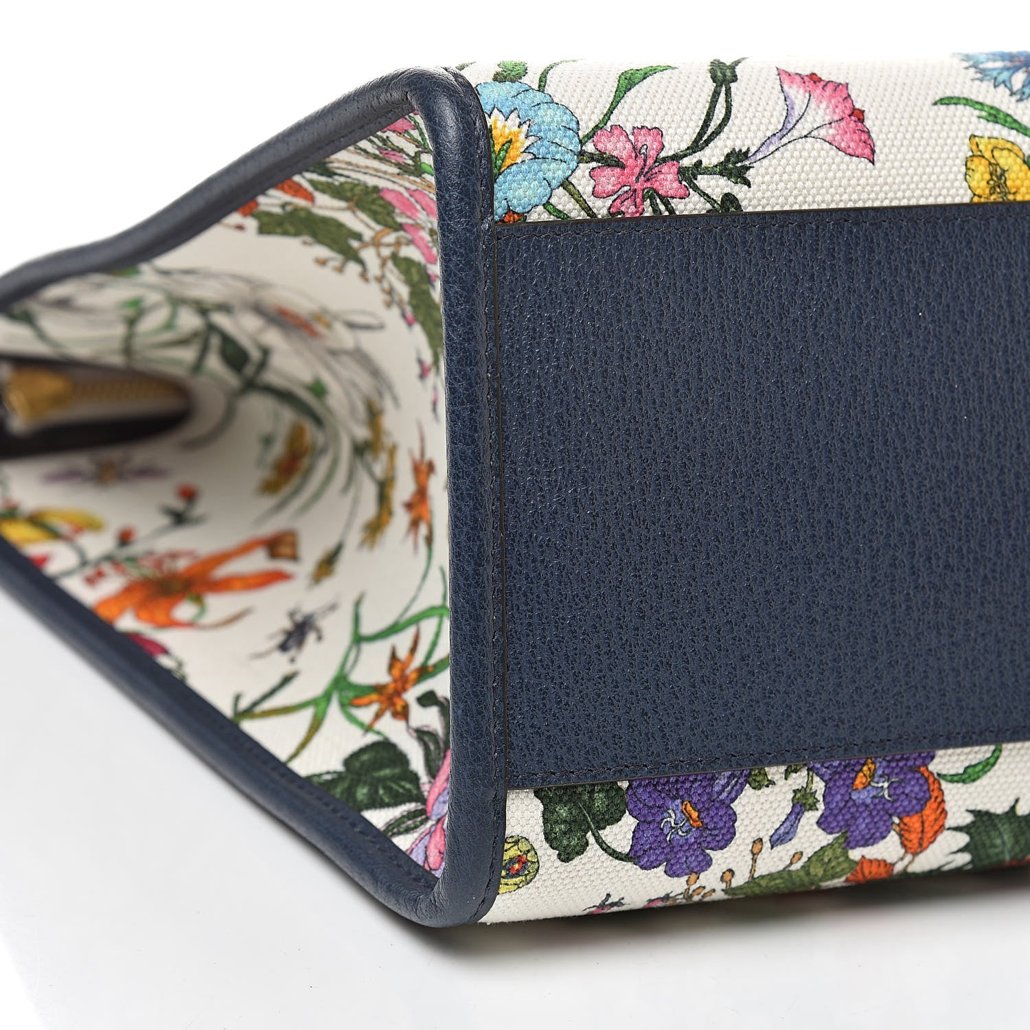 Gucci Canvas Large Flora Tote Navy Multicolor 9 of 10