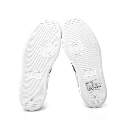 Gucci Laminated Nappa Crystal Web Bee Embroidered Trapuntata Womens Ace Platform Sneakers 36 Argento 5 of 10
