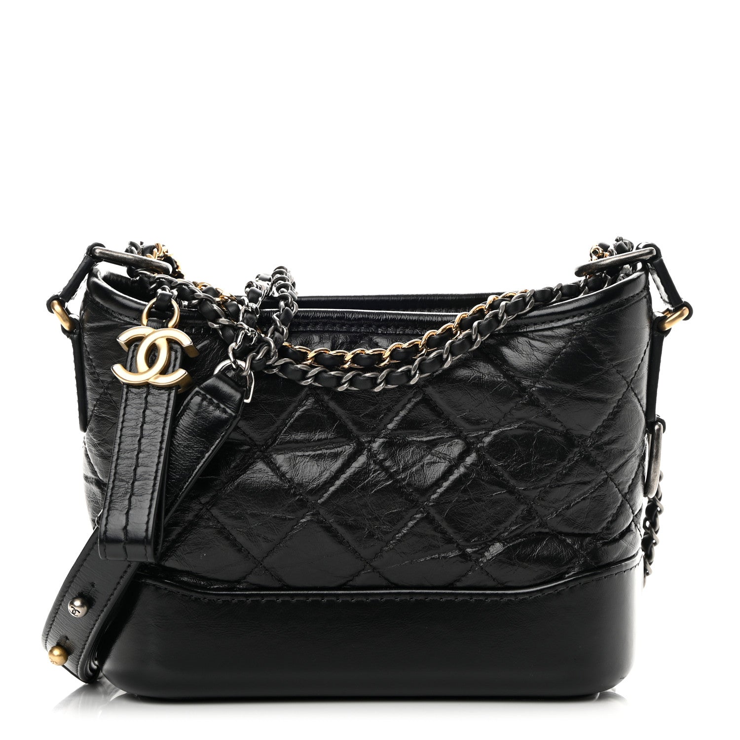 Chanel Aged Calfskin Quilted Small Gabrielle Hobo Black 1 of 14