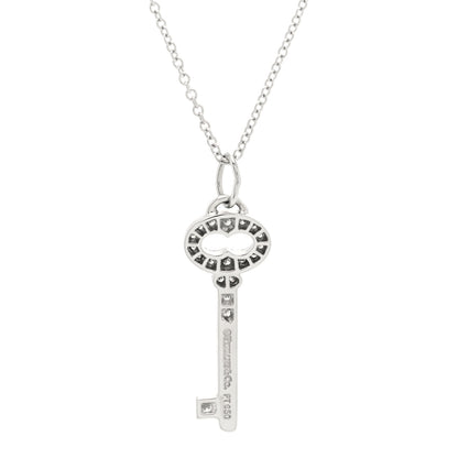Tiffany Platinum Diamond Mini Vintage Oval Key Pendant Necklace 6 of 7
