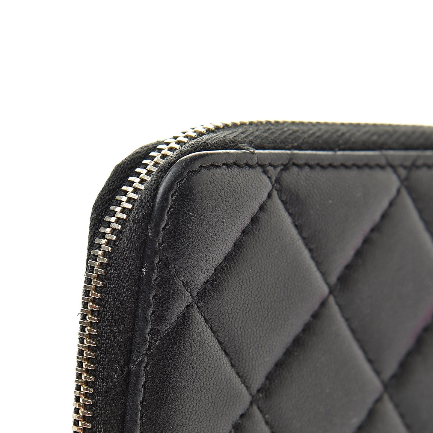 Lambskin Quilted Zip Coin Purse Black