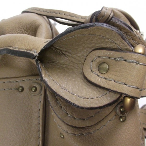 Leather Paddington Large Tote Taupe