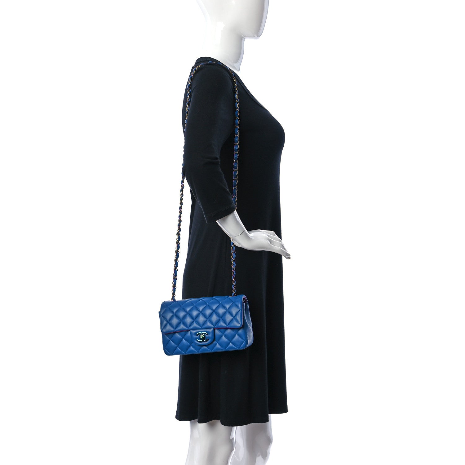 Chanel Lambskin Quilted Mini Rectangular Flap Blue Purple 2 of 10