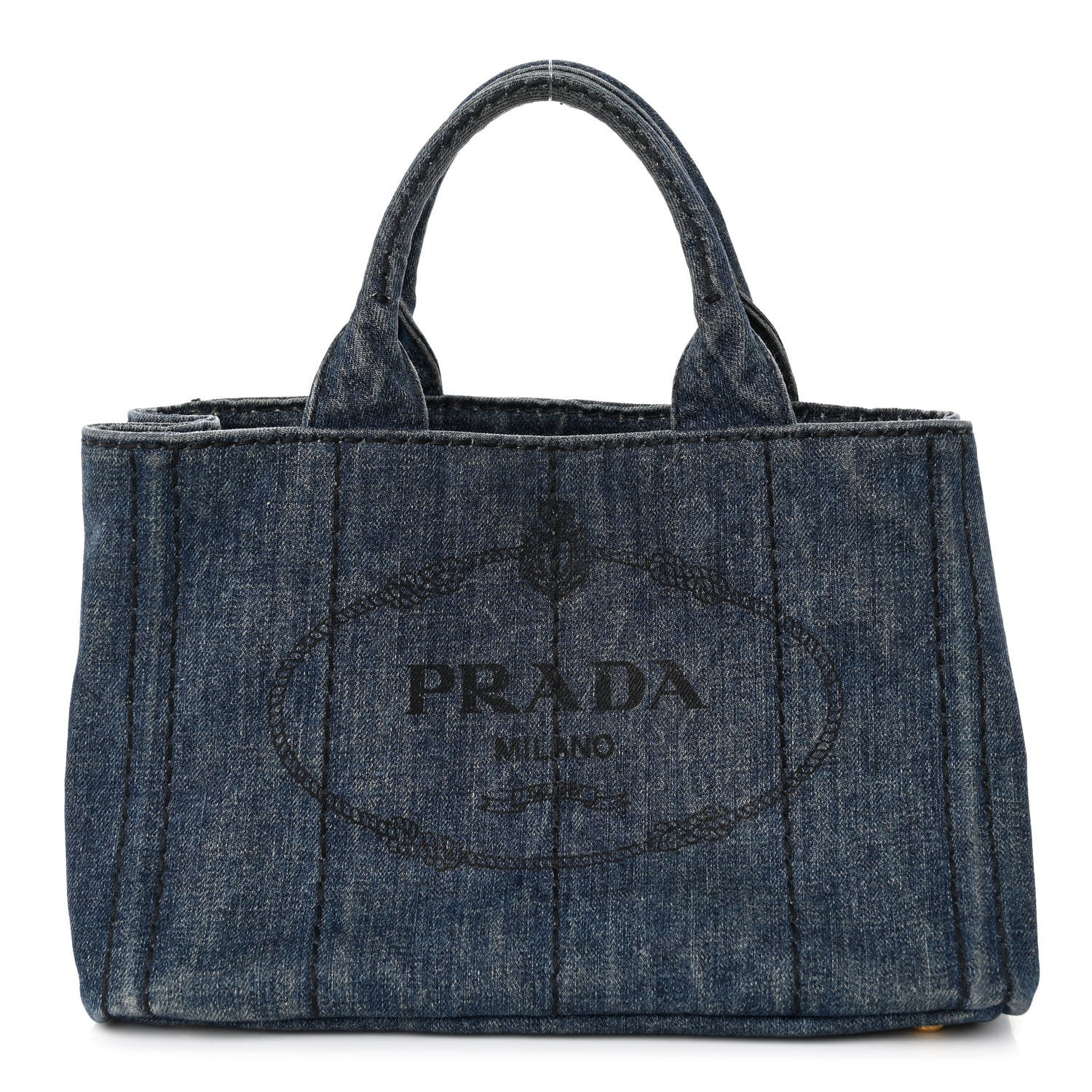 Prada Denim Small Logo Tote Bleu 1 of 10