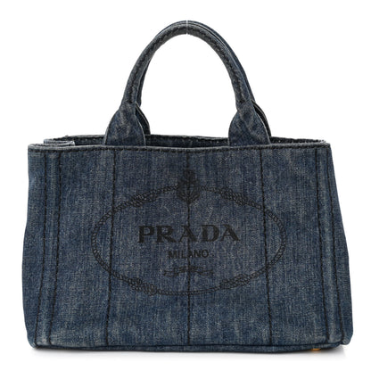 Prada Denim Small Logo Tote Bleu 1 of 10