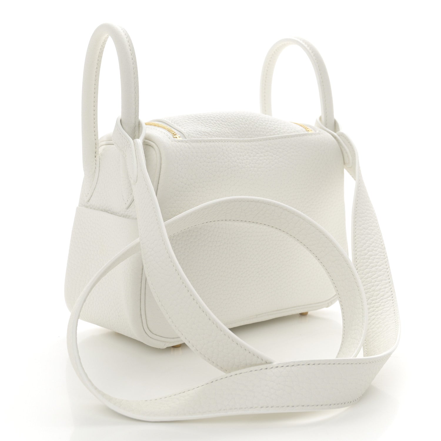 Hermes Taurillon Clemence Mini Lindy 20 New White 3 of 11