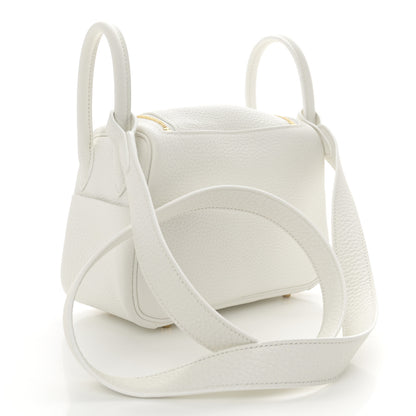Hermes Taurillon Clemence Mini Lindy 20 New White 3 of 11