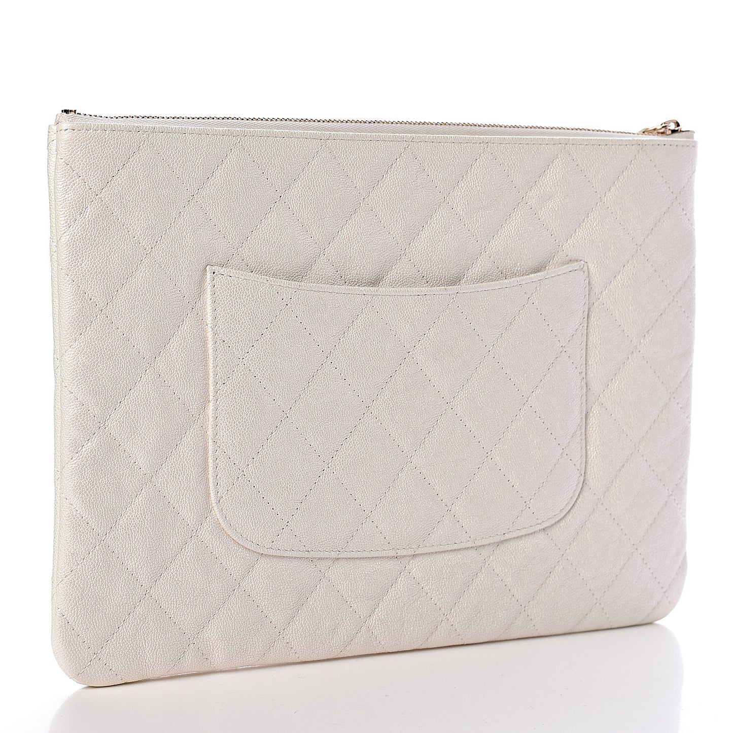 Iridescent Caviar Medium Night by the C Pouch Clutch White