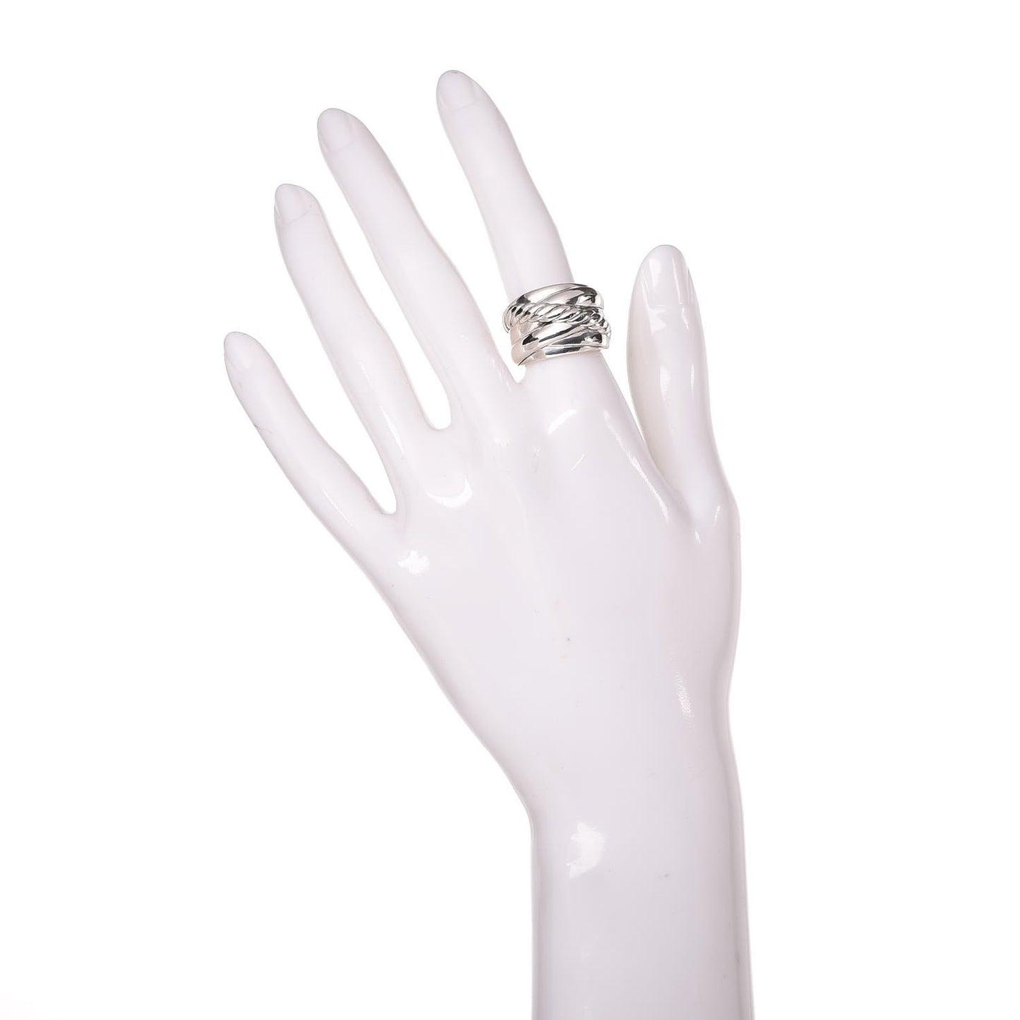 Sterling Silver Crossover Cable Ring 52 6