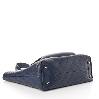 Chanel Calfskin Caviar Quilted Large Shopping Tote Blue 4 of 10