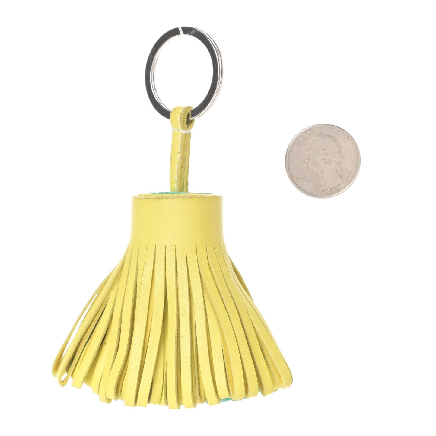 Lambskin Bi-Color Carmen Tassel Key Holder Lime Menthe
