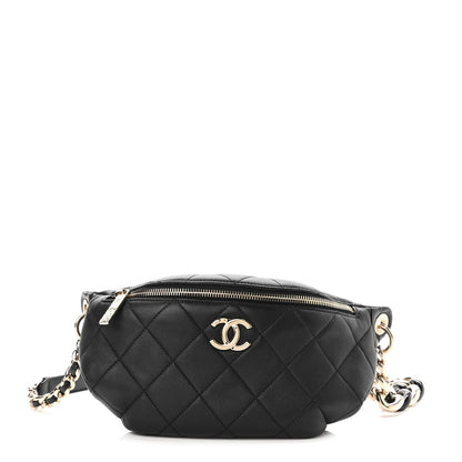 Chanel Lambskin Quilted Resin Bi-Color Waist Bag Fanny Pack Black 1 of 10