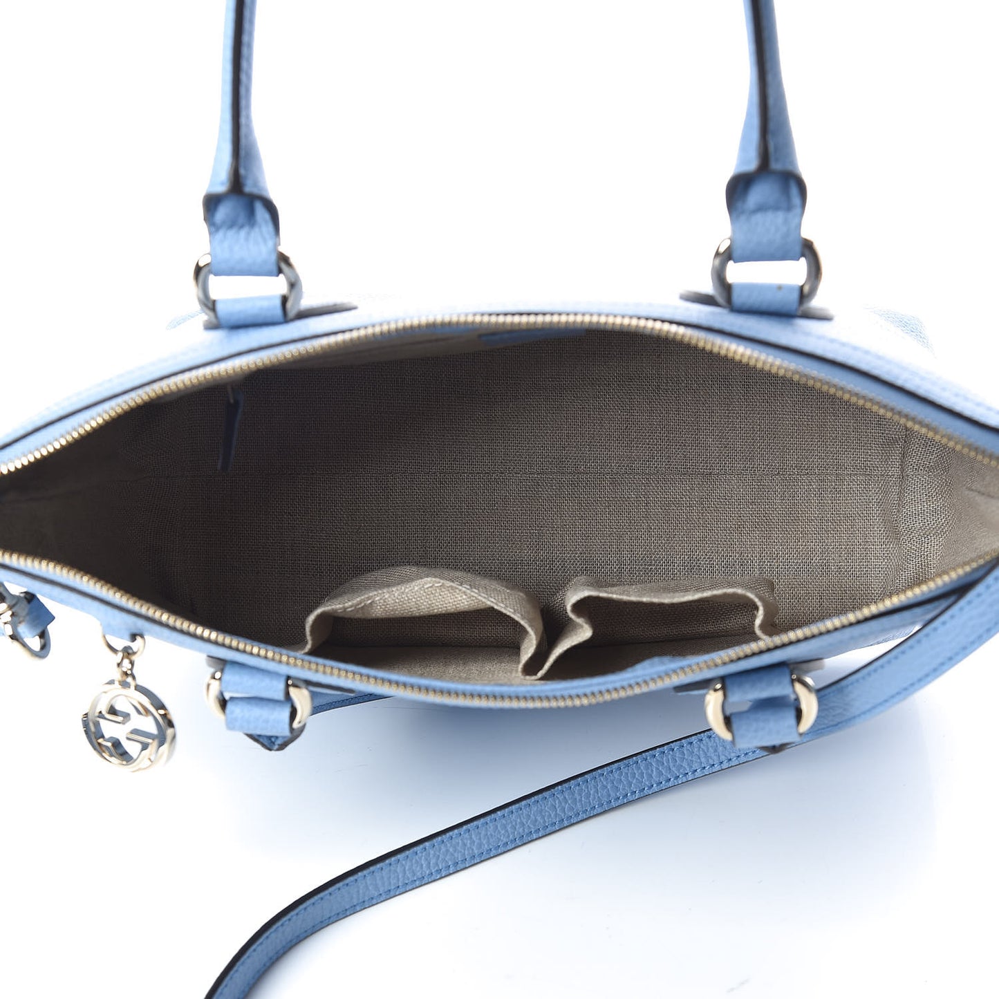 Dollar Calfskin GG Charm Satchel Mineral Blue