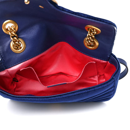 Gucci Velvet Matelasse Mini GG Marmont Shoulder Bag Cobalt Blue 5 of 13