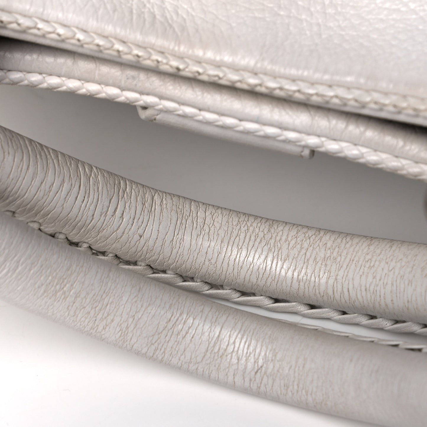 Calfskin Braided Gaucho Double Saddle Bag White