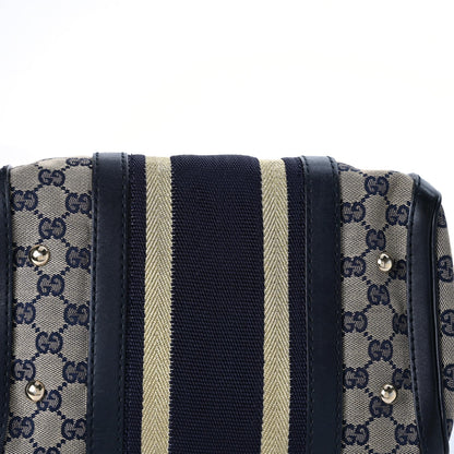 Gucci Monogram Vintage Web Small Boston Navy 5 of 10
