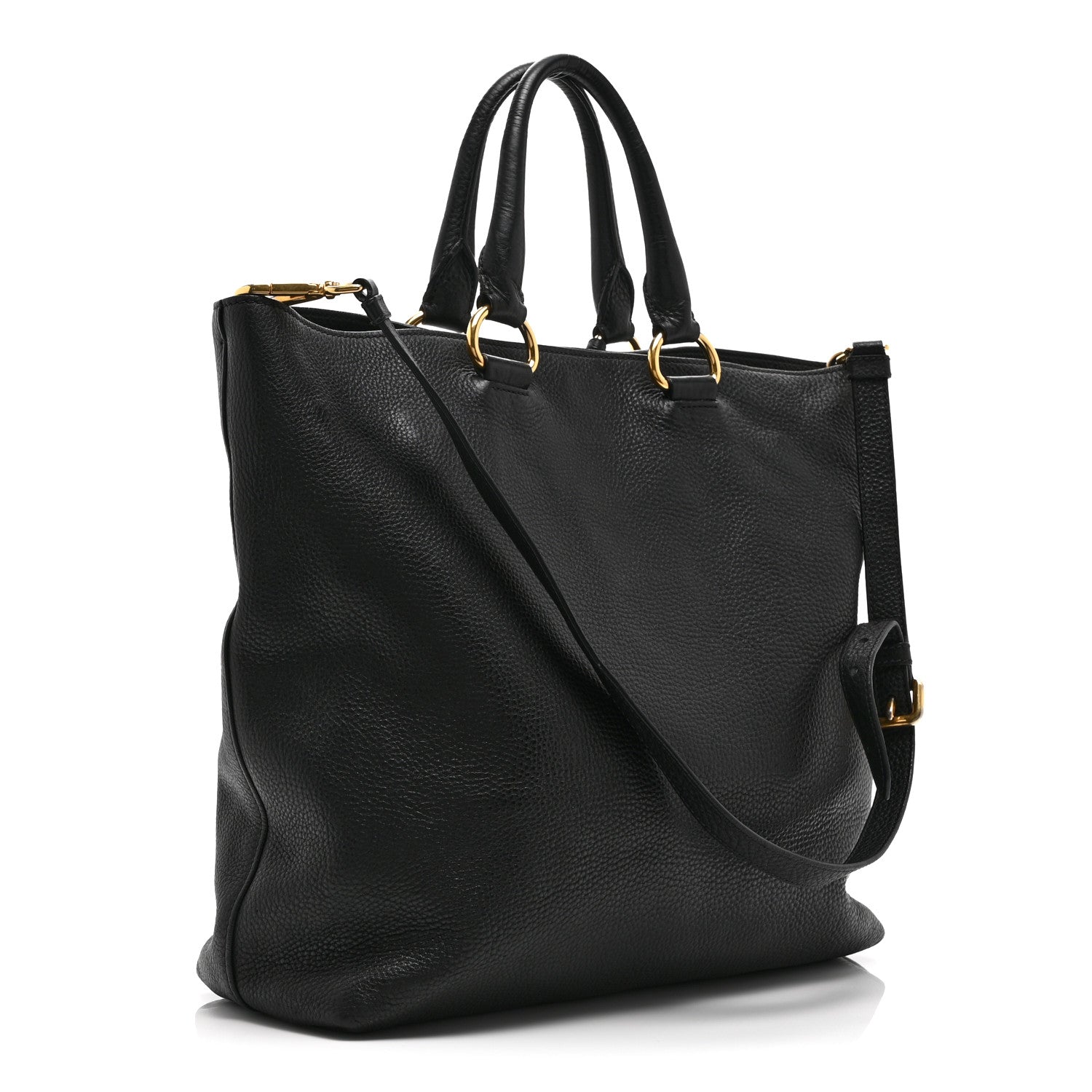 Prada Vitello Daino Tote Black 3 of 10