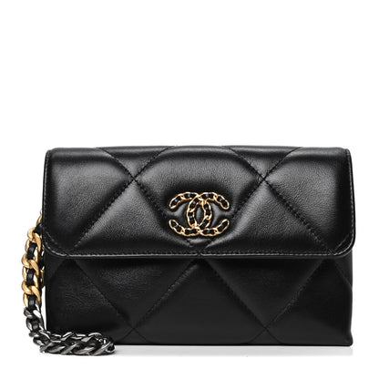 Chanel Lambskin Quilted Chanel 19 Flap Clutch Black 1 of 4