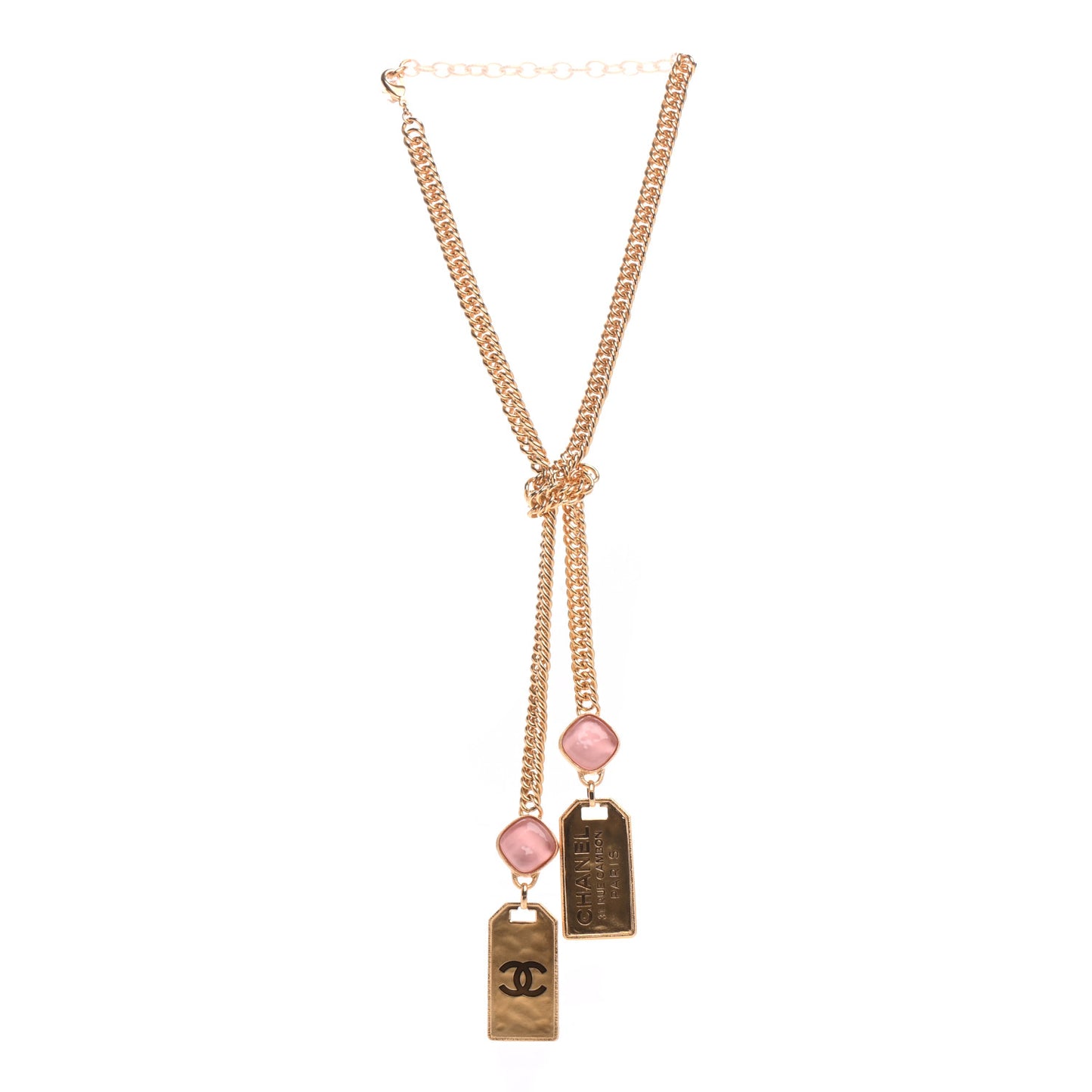Metal CC Tags Pendant Choker Gold Pink