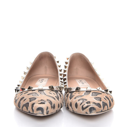 Valentino Garavani Calf Hair Leopard Print Rockstud Ballerina Flats 38 Fucile Al Campion 11 of 23