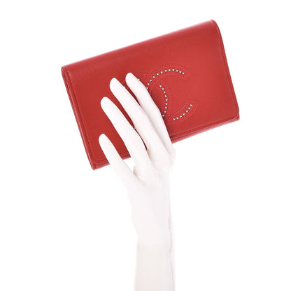 Chanel Lambskin Studded Timeless CC Small Flap Wallet Red 2 of 9