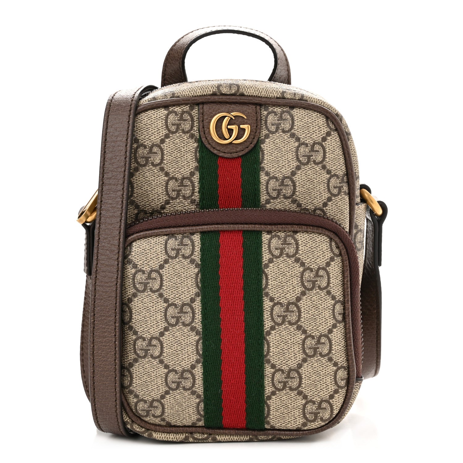 Gucci GG Supreme Monogram Web Mini Ophidia Double Zip Messenger Bag Beige New Acero 1 of 10