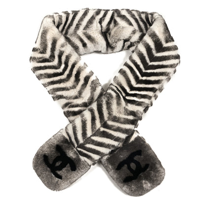 Chanel Orylag Rabbit Fur CC Scarf Grey 1 of 3