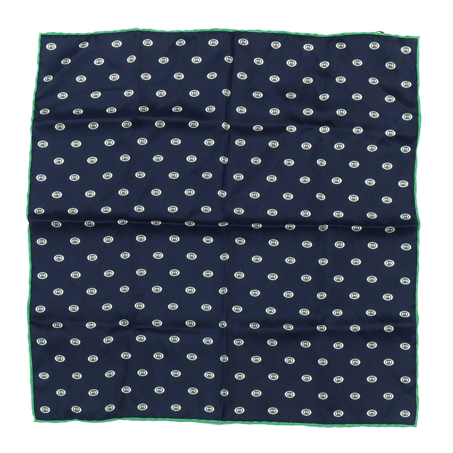 Silk Twill Interlocking G Pocket Square Scarf Navy