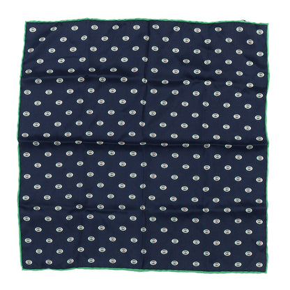 Gucci Silk Twill Interlocking G Pocket Square Scarf Navy 1 of 3