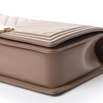 Chanel Calfskin Chevron Quilted New Medium Boy Flap Beige 7 of 10