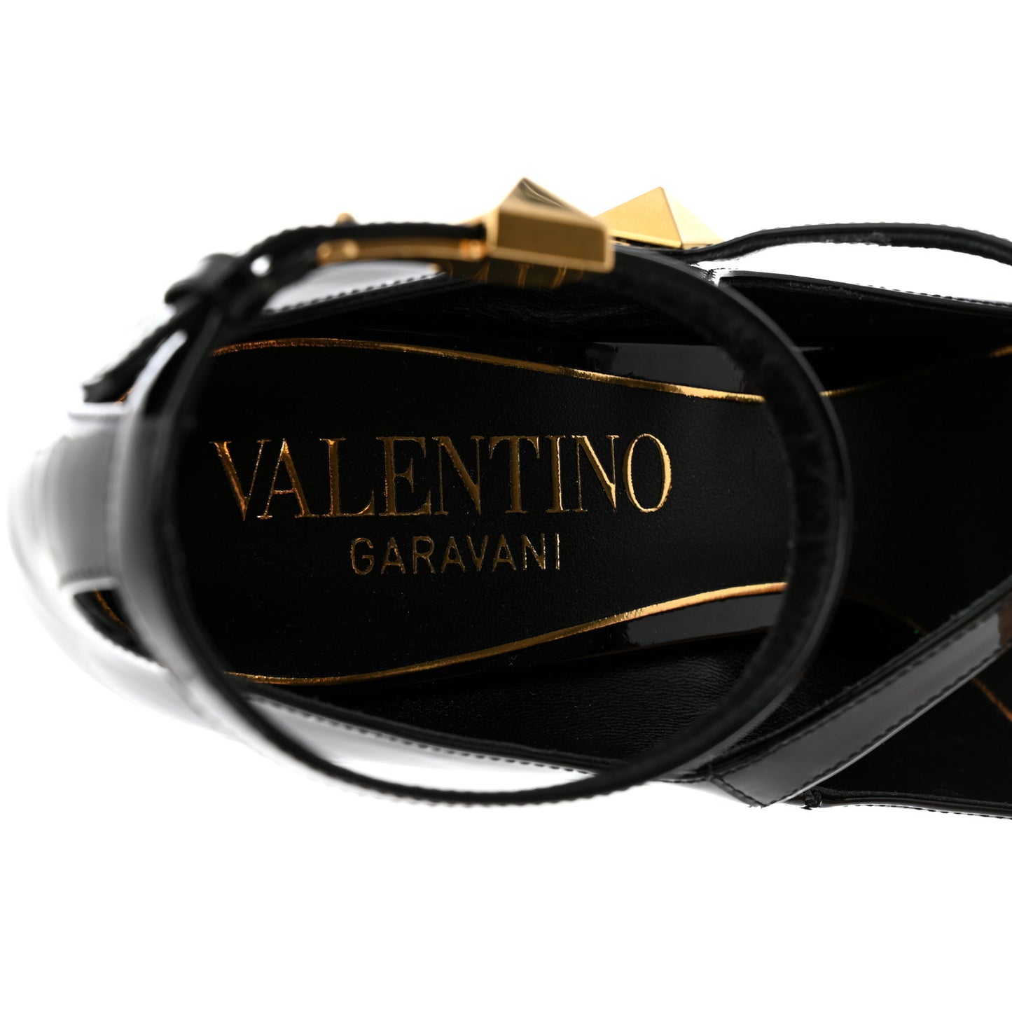 Patent Tiptoe Ankle Strap 100mm Pumps 37.5 Black