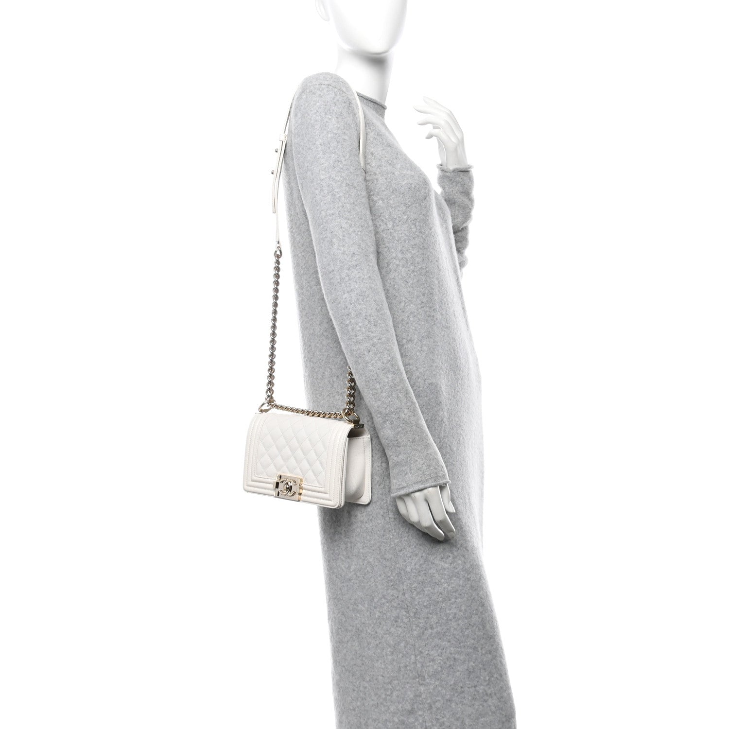 Chanel Caviar Quilted Small Boy Flap White 2 of 10