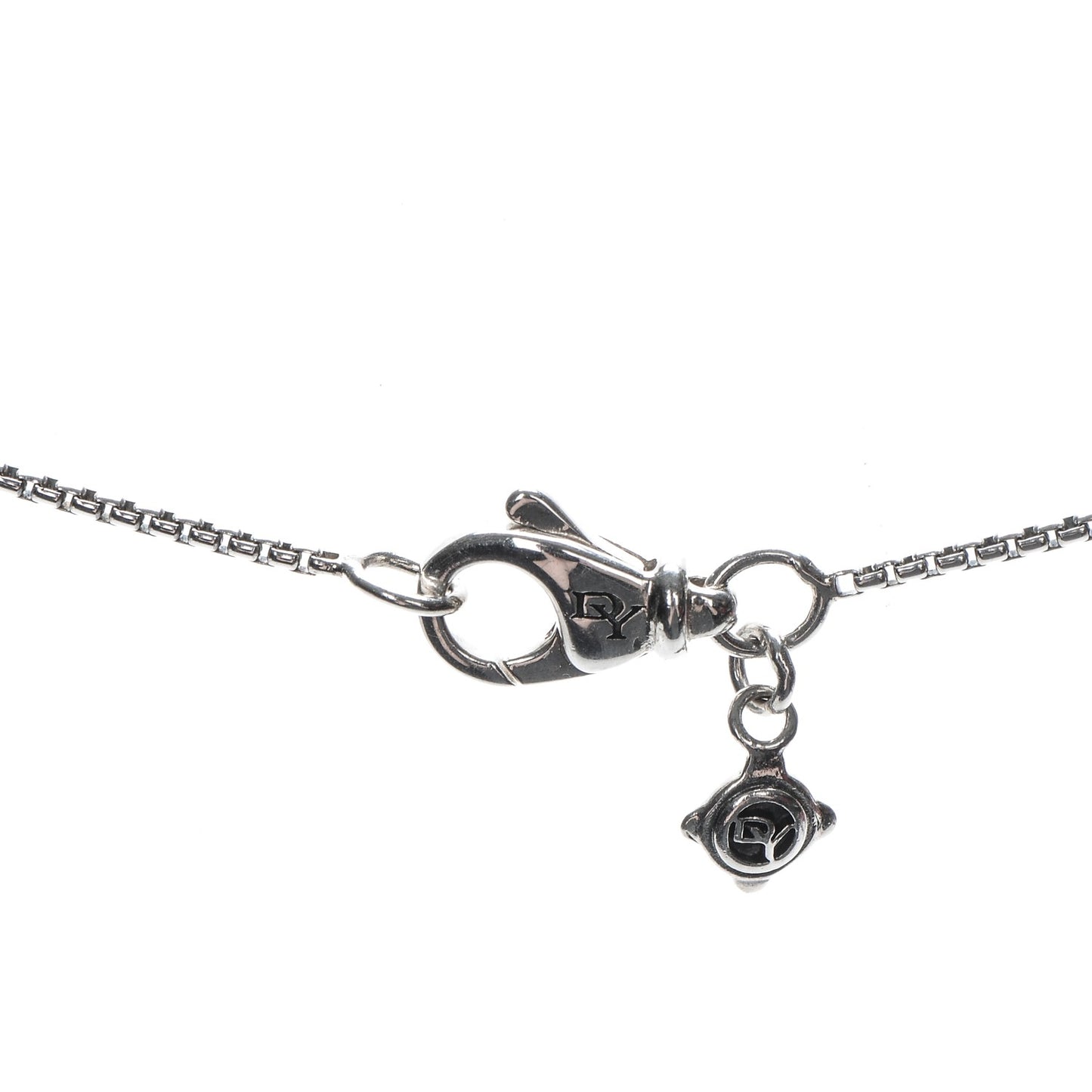 Sterling Silver Diamond 8mm Petite Chatelaine Pave Pendant Necklace