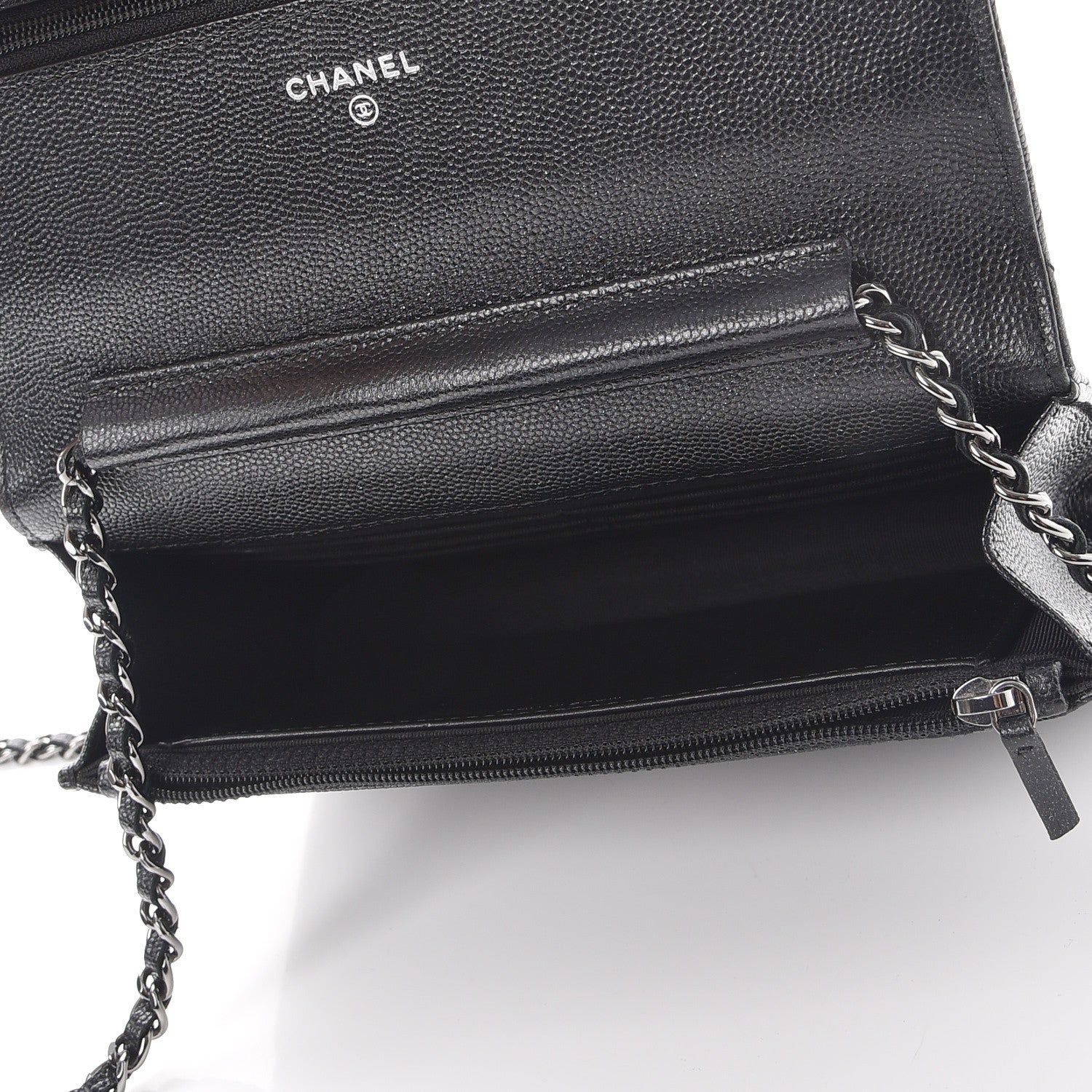 Chanel Metallic Caviar Quilted Wallet On Chain WOC Black 5 of 9