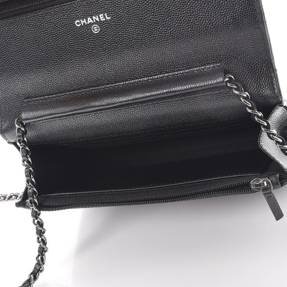 Chanel Metallic Caviar Quilted Wallet On Chain WOC Black 5 of 9